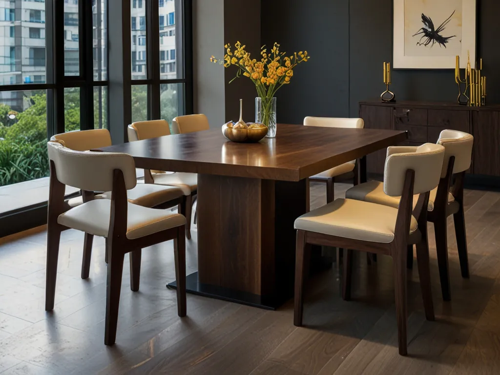 Custom dining table and chairs set in modern design